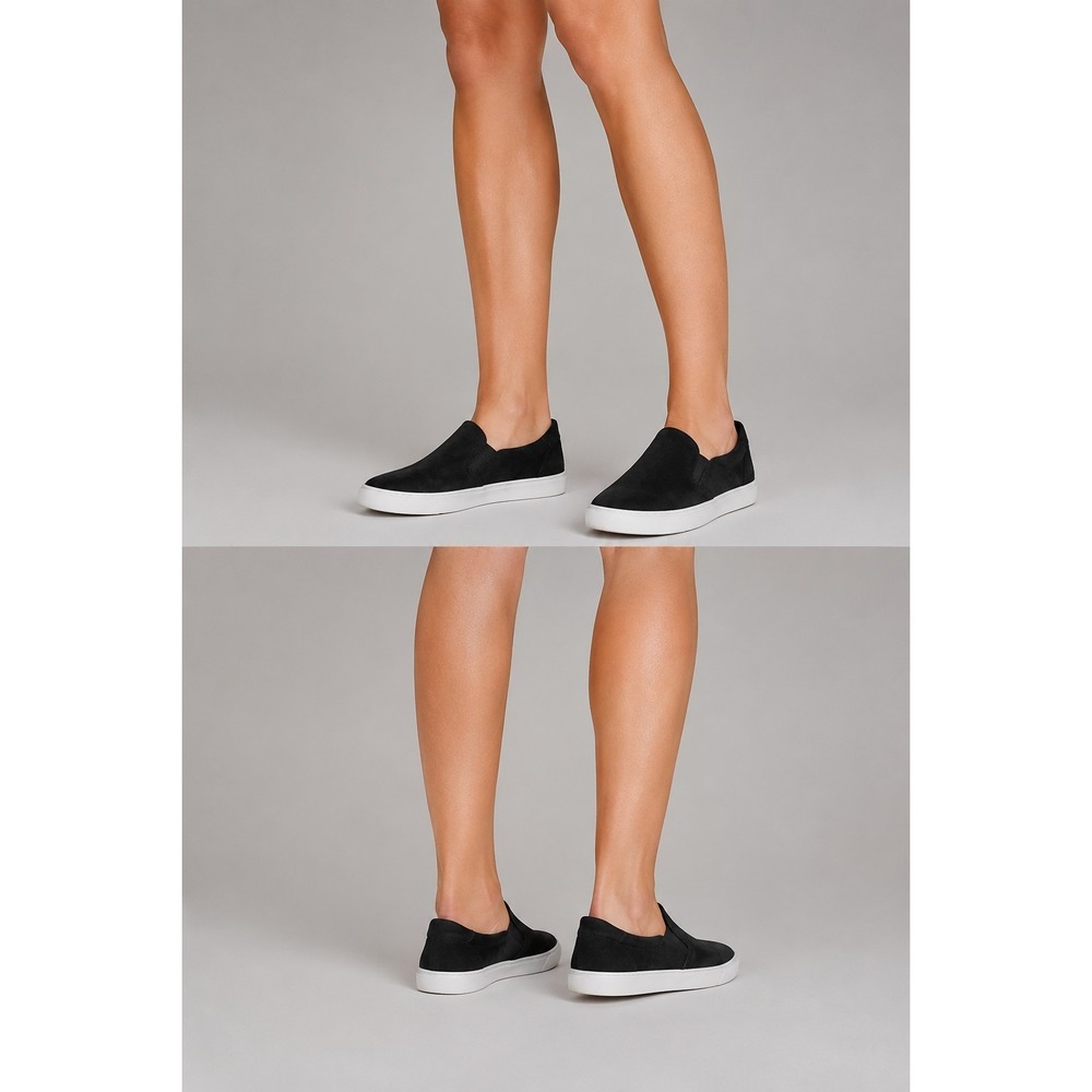 Women's‎ Black Slip On Sneakers Size 10 White Sole Casual Comfort Shoes